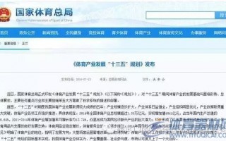 体育产业发展十三五规划发布，以武术等项目为引领发展
